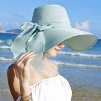 Women's Basic Vacation Pastoral Solid Color Bowknot Big Eaves Sun Hat main image 3