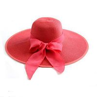 Women's Basic Vacation Pastoral Solid Color Bowknot Big Eaves Sun Hat main image 4