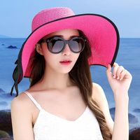 Women's Basic Vacation Pastoral Solid Color Bowknot Big Eaves Sun Hat sku image 1