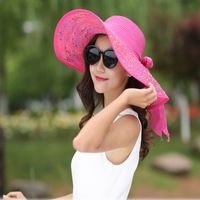 Women's Basic Vacation Pastoral Solid Color Bowknot Big Eaves Sun Hat sku image 5