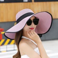 Women's Basic Vacation Pastoral Solid Color Bowknot Big Eaves Sun Hat sku image 2