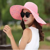 Mujeres Básico Vacaciones Pastoral Color Sólido Lazo Grandes Aleros Sombrero Para El Sol sku image 15