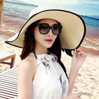 امرأة الأساسي عطلة رعوي اللون الصامد Bowknot طنف كبيرة قبعة الشمس sku image 16