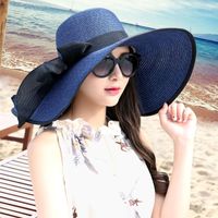 امرأة الأساسي عطلة رعوي اللون الصامد Bowknot طنف كبيرة قبعة الشمس sku image 19