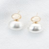 1 Pair Simple Style Geometric Oval Plating Inlay Copper Pearl Ear Studs main image 5