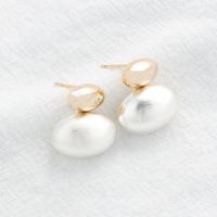 1 Pair Simple Style Geometric Oval Plating Inlay Copper Pearl Ear Studs main image 3