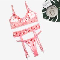 Women's Sexy Heart Shape Sexy Lingerie Sets Party Sheer Bra Low Waist Thong Sexy Lingerie main image 4
