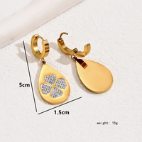 1 Paire Élégant Commuer Ovale Forme De Cœur Papillon Placage Incruster Acier Inoxydable 201 Verre Plaqué Or 18K Boucles D'oreilles main image 10