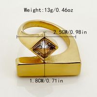 304 Stainless Steel 14K Gold Plated Casual Modern Style Simple Style Inlay Rectangle Zircon Rings main image 5