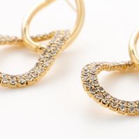 1 Paire Hip Hop Exagéré Géométrique Cercle Placage Incruster Le Cuivre Zircon Boucles D'oreilles main image 3