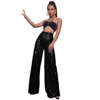 Women's Party Street Fashion Solid Color Full Length Sequins Casual Pants main image 5