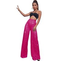 Women's Party Street Fashion Solid Color Full Length Sequins Casual Pants main image 4