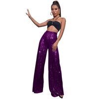 Women's Party Street Fashion Solid Color Full Length Sequins Casual Pants main image 3