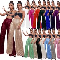 Women's Party Street Fashion Solid Color Full Length Sequins Casual Pants main image 1
