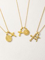 Casual Vintage Style Human Cross Sun Stainless Steel Plating 18k Gold Plated Pendant Necklace main image 1