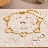 Sweet Heart Shape 201 Stainless Steel 18K Gold Plated Bracelets In Bulk main image 6