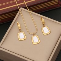 Stainless Steel Shell 18K Gold Plated Simple Style Plating Geometric Color Block Turquoise Jewelry Set sku image 1