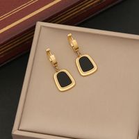 Stainless Steel Shell 18K Gold Plated Simple Style Plating Geometric Color Block Turquoise Jewelry Set main image 4