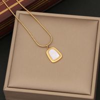 Stainless Steel Shell 18K Gold Plated Simple Style Plating Geometric Color Block Turquoise Jewelry Set main image 5