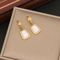 Stainless Steel Shell 18K Gold Plated Simple Style Plating Geometric Color Block Turquoise Jewelry Set main image 3