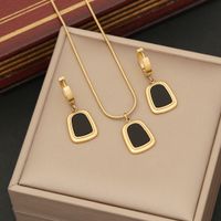 Stainless Steel Shell 18K Gold Plated Simple Style Plating Geometric Color Block Turquoise Jewelry Set sku image 2