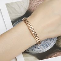 Simple Style Classic Style Solid Color Titanium Steel Plating Gold Plated Bangle main image 3
