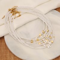 Original Design Simple Style Letter Artificial Crystal Shell Beaded Handmade 18K Gold Plated Women's Necklace main image 3
