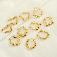 1 Piece Vintage Style Heart Shape Solid Color Twist Asymmetrical Polishing Plating Stainless Steel Titanium Steel 18K Gold Plated Hoop Earrings main image 1