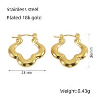 1 Piece Vintage Style Heart Shape Solid Color Twist Asymmetrical Polishing Plating Stainless Steel Titanium Steel 18K Gold Plated Hoop Earrings sku image 1