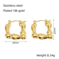 1 Piece Vintage Style Heart Shape Solid Color Twist Asymmetrical Polishing Plating Stainless Steel Titanium Steel 18K Gold Plated Hoop Earrings sku image 2