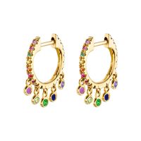 1 Piece 1 Pair Ig Style Lady Circle Tassel Plating Inlay Copper Zircon 18k Gold Plated Earrings sku image 9