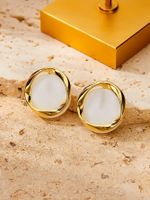 1 Pair Elegant Modern Style Korean Style Round Plating Copper 14k Gold Plated Ear Studs main image 1