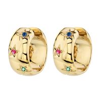 1 Pair Ig Style Vintage Style Classic Style Circle Star Plating Inlay Copper Zircon 18k Gold Plated Earrings main image 9