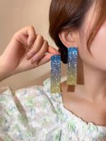 Fashion Alloy Rhinestone Gradient Color Earrings Daily Unset Drop Earrings sku image 18
