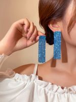 Fashion Alloy Rhinestone Gradient Color Earrings Daily Unset Drop Earrings sku image 7