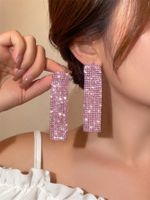 Fashion Alloy Rhinestone Gradient Color Earrings Daily Unset Drop Earrings sku image 6