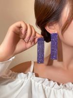 Fashion Alloy Rhinestone Gradient Color Earrings Daily Unset Drop Earrings sku image 19