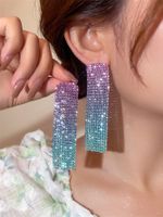 Fashion Alloy Rhinestone Gradient Color Earrings Daily Unset Drop Earrings sku image 17