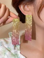 Fashion Alloy Rhinestone Gradient Color Earrings Daily Unset Drop Earrings sku image 23