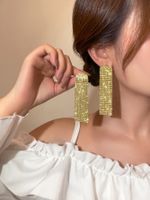 Fashion Alloy Rhinestone Gradient Color Earrings Daily Unset Drop Earrings sku image 24