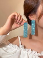 Fashion Alloy Rhinestone Gradient Color Earrings Daily Unset Drop Earrings sku image 22