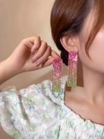 Fashion Alloy Rhinestone Gradient Color Earrings Daily Unset Drop Earrings sku image 10