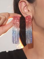 Fashion Alloy Rhinestone Gradient Color Earrings Daily Unset Drop Earrings sku image 5