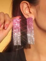 Fashion Alloy Rhinestone Gradient Color Earrings Daily Unset Drop Earrings sku image 15