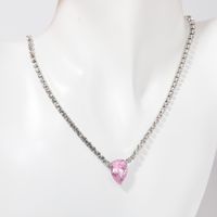 Copper Elegant Sweet Plating Inlay Heart Shape Zircon Pendant Necklace main image 7