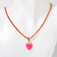 Copper Elegant Sweet Plating Inlay Heart Shape Zircon Pendant Necklace main image 4