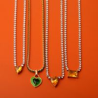 Copper Elegant Sweet Plating Inlay Heart Shape Zircon Pendant Necklace main image 6