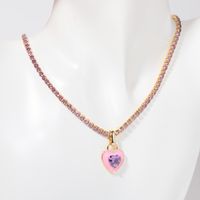 Copper Elegant Sweet Plating Inlay Heart Shape Zircon Pendant Necklace sku image 10