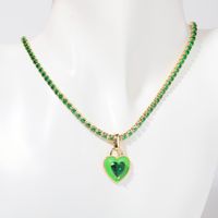 Copper Elegant Sweet Plating Inlay Heart Shape Zircon Pendant Necklace sku image 9