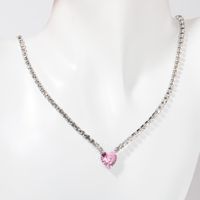 Copper Elegant Sweet Plating Inlay Heart Shape Zircon Pendant Necklace sku image 3
